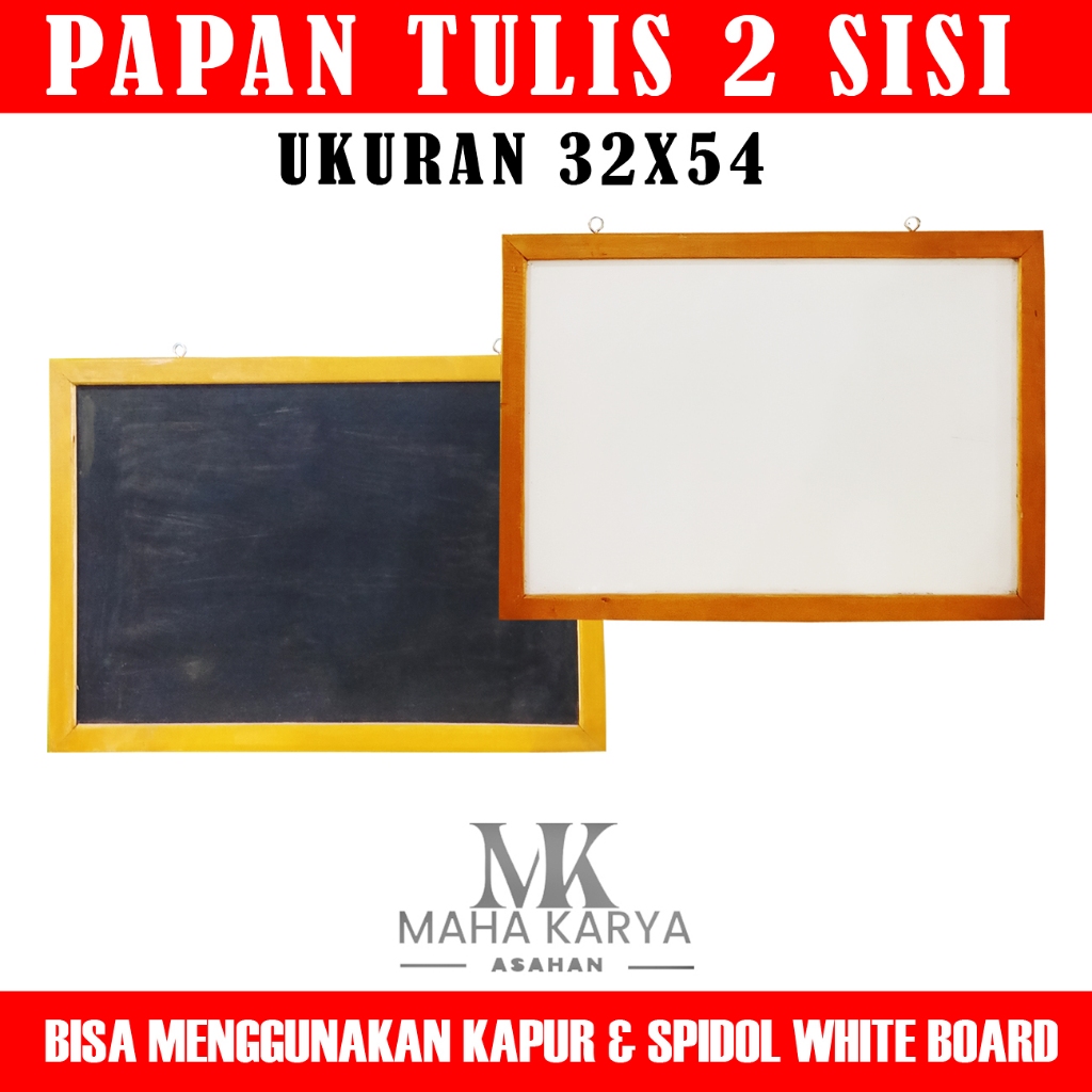 

PAPAN TULIS KAYU DUA SISI WHITEBOARD & KAPUR TULIS UKURAN 32X54