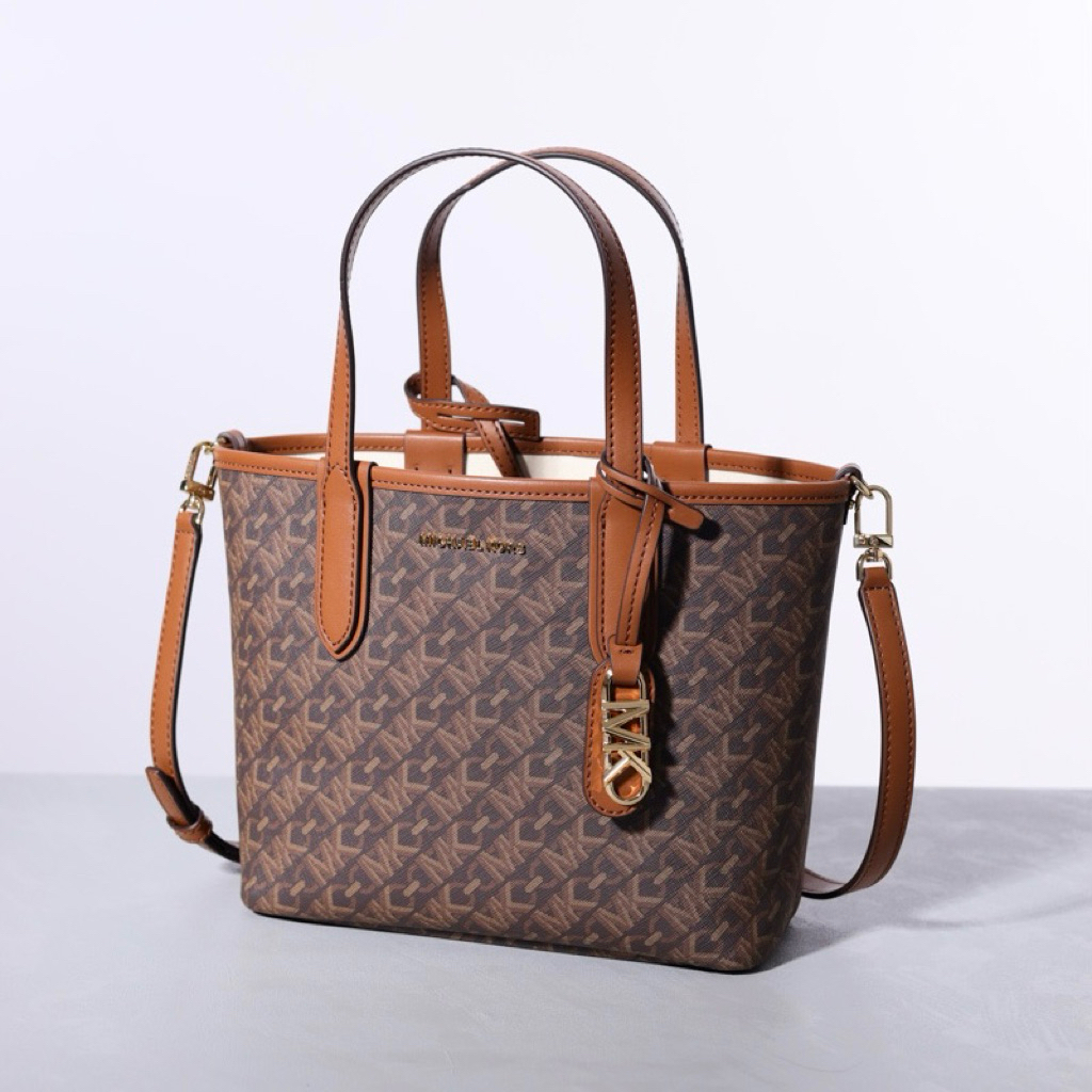 MICHAEL KORS MK Eliza XS Extra-Small Tote Crossbody Bag in Empire Signature Logo Jacquard Coated Can