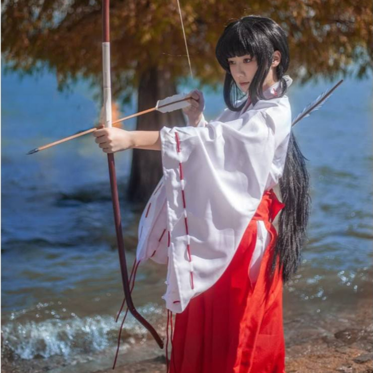 [ICEWAY] Inuyasha Kikyo Kagome Miko Costume Cosplay Yukata Jepang Kostum