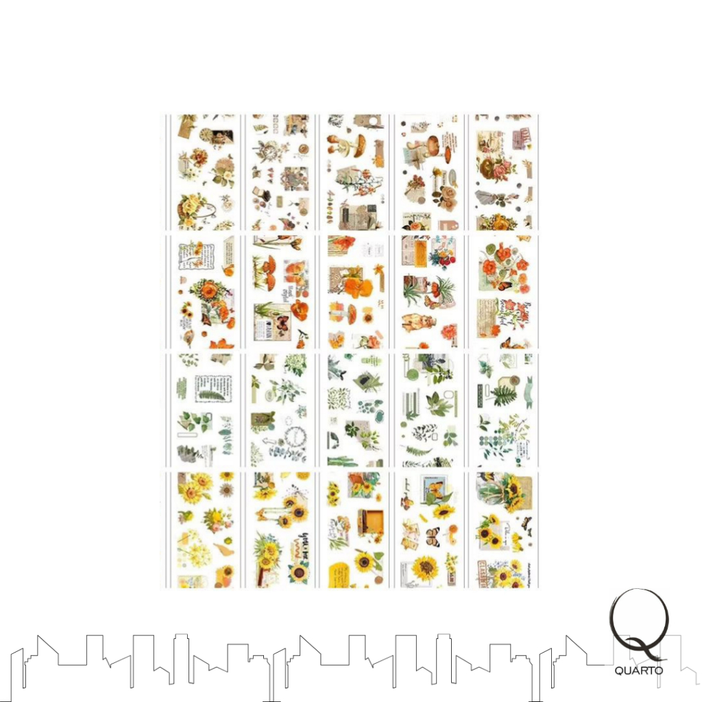 

Scrapbook Sticker PET | Kiss Cut Stiker | Tahan Air | Bunga Flower Retro Estetik