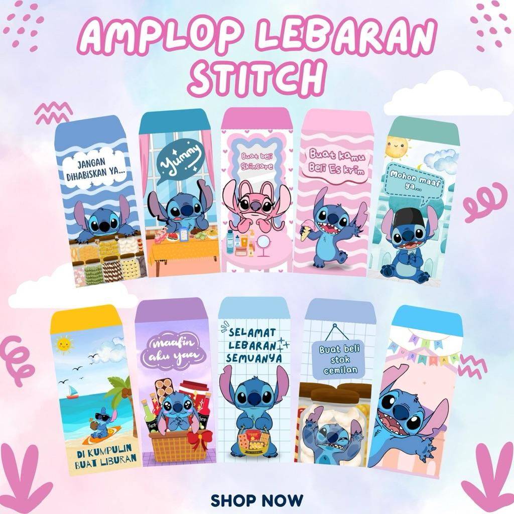 

AMPLOP LEBARAN THR LUCU CUSTOM TEMA STITCH MURAH PREMIUM UNIK TERBARU