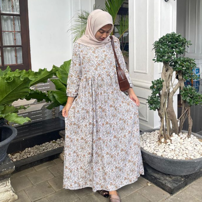 MIDI DRESS RAYON MOTIF BUNGA /  MIDI RAYON / MIDI DRESS RAYON PREMIUM / MIDI DRESS BUSUI