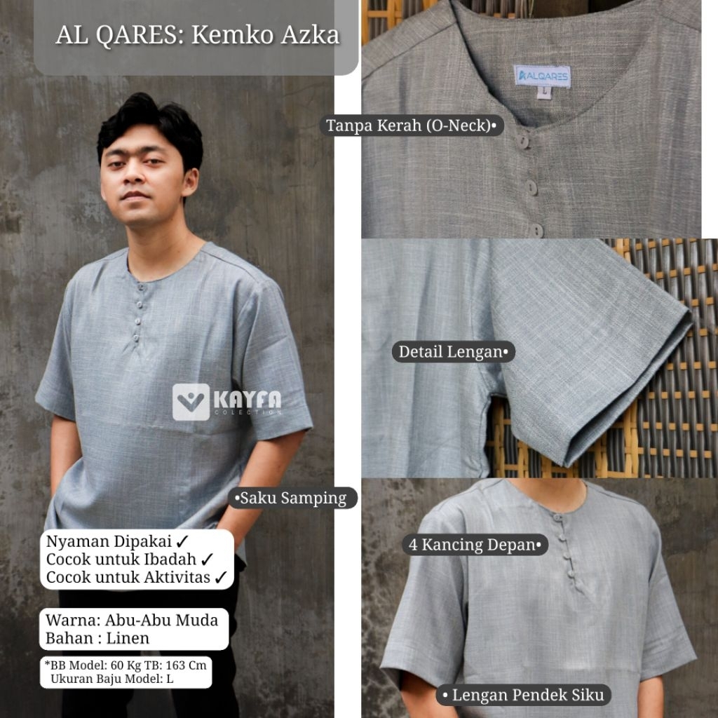 AL QARES Kemko Azka Koko Sylist Abu-abu by KAYFA COLLECTION