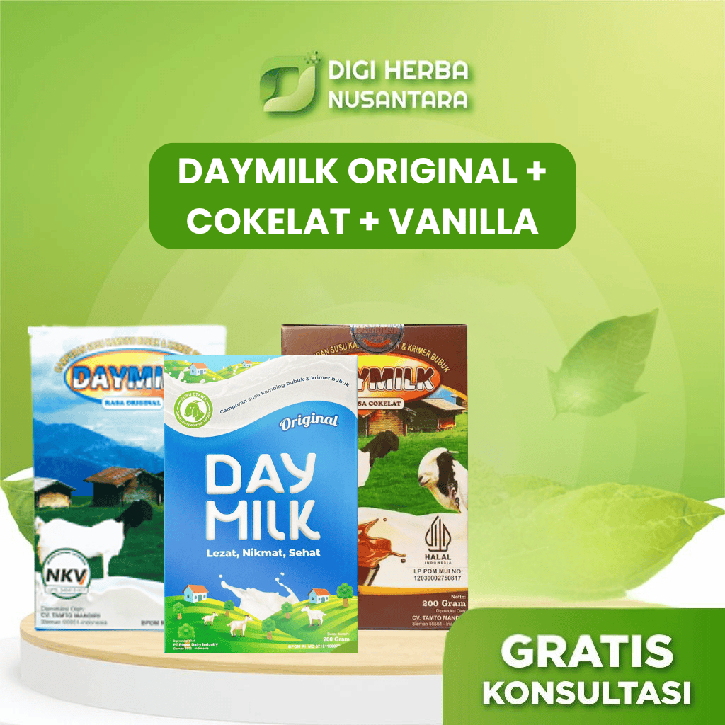

[BUNDLING] DAYMILK Original + Rasa Cokelat + Rasa Vanilla Susu Etawa Daymilk 100% Asli Atasi pernafasan & Persendian