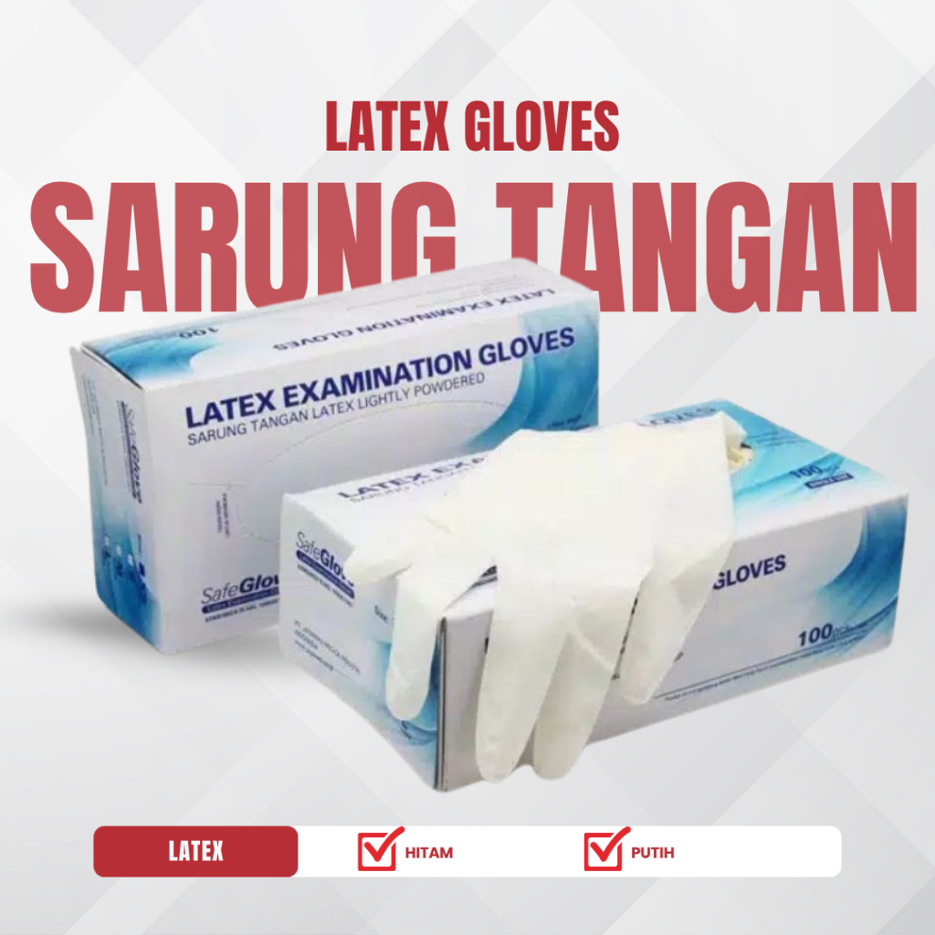 SARUNG TANGAN KARET LATEX / SUPERLIFE / NITRILE GLOVES WHITE BLACK 1 BOX