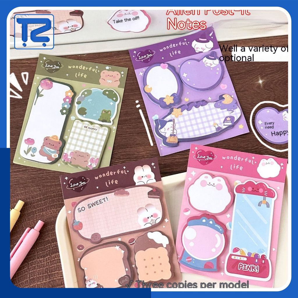 

Sticky Notes Kawai 3in1 Stick Note Memo Pad 60lembar Tempelan Kertas Pembatas Buku ATK3012