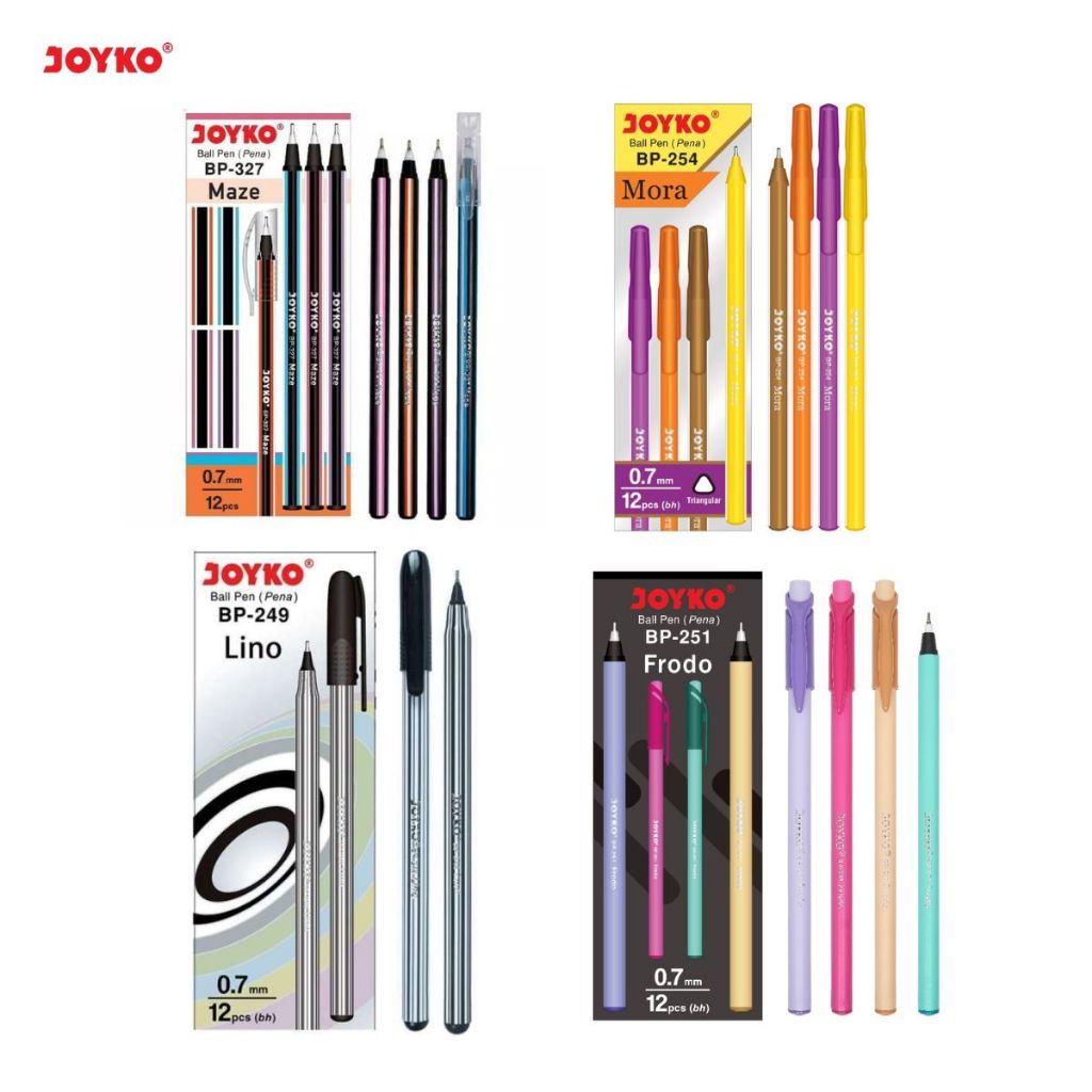 

Pulpen Joyko BP-327 Maze BP-254 Mora BP-249 Lino BP_251 Frodo TIP 0.7 mm - Jual Lusinan