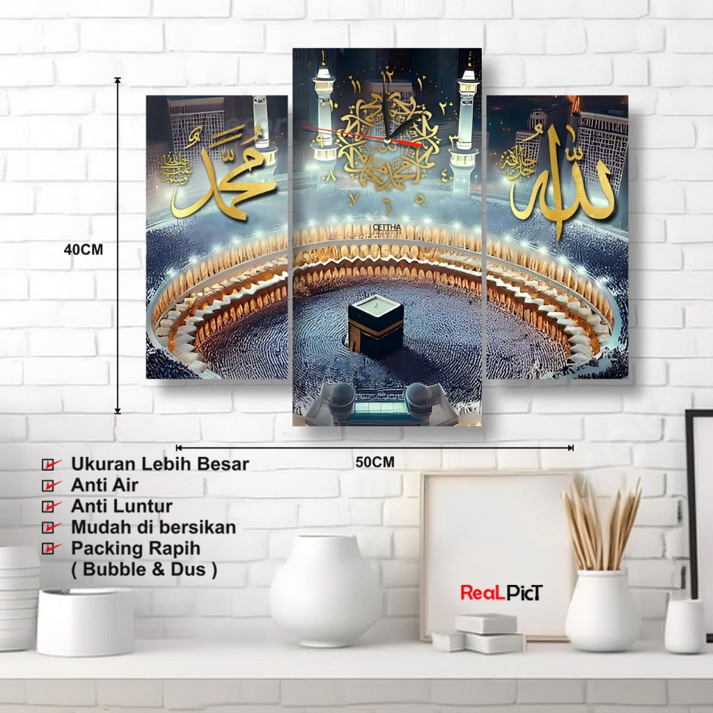 OGLee Shop - Jam Dinding Kaligrafi Besar Unik - 1 Set Dinding Kaligrafi Murah