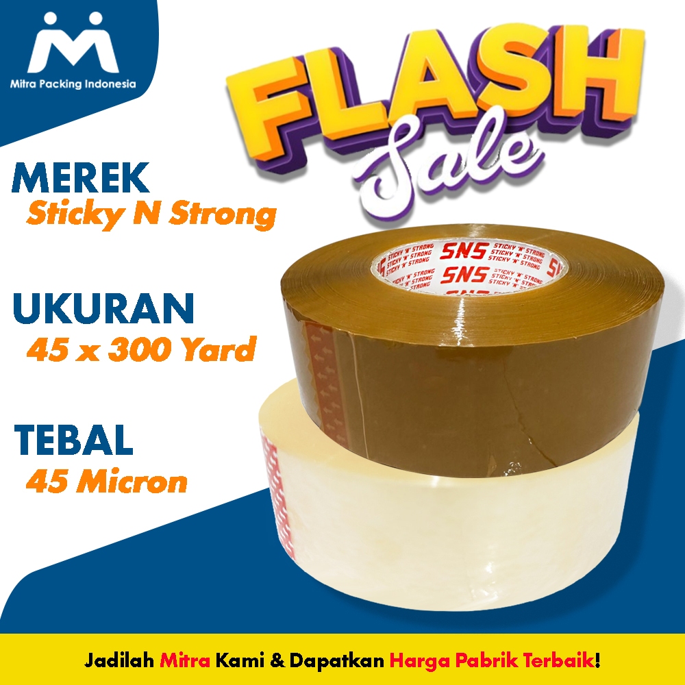 

Lakban 300 Yard x 45 mm x 45 mic BENING / COKLAT SNS (Sticky N Strong) - Mitra Packing Indonesia