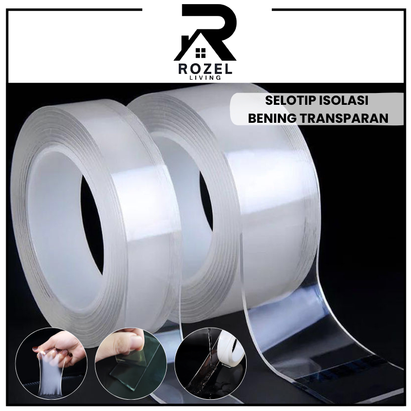 

ROZEL Nano Double Tape MutliFungsi / Double Tape Super Kuat / Selotip Isolasi Bening Transparan