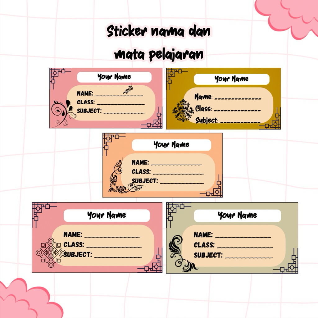 

Sticker Nama Mata Pelajaran/ Sticker Anak Sekolah Custom Nama Tema Ornamen