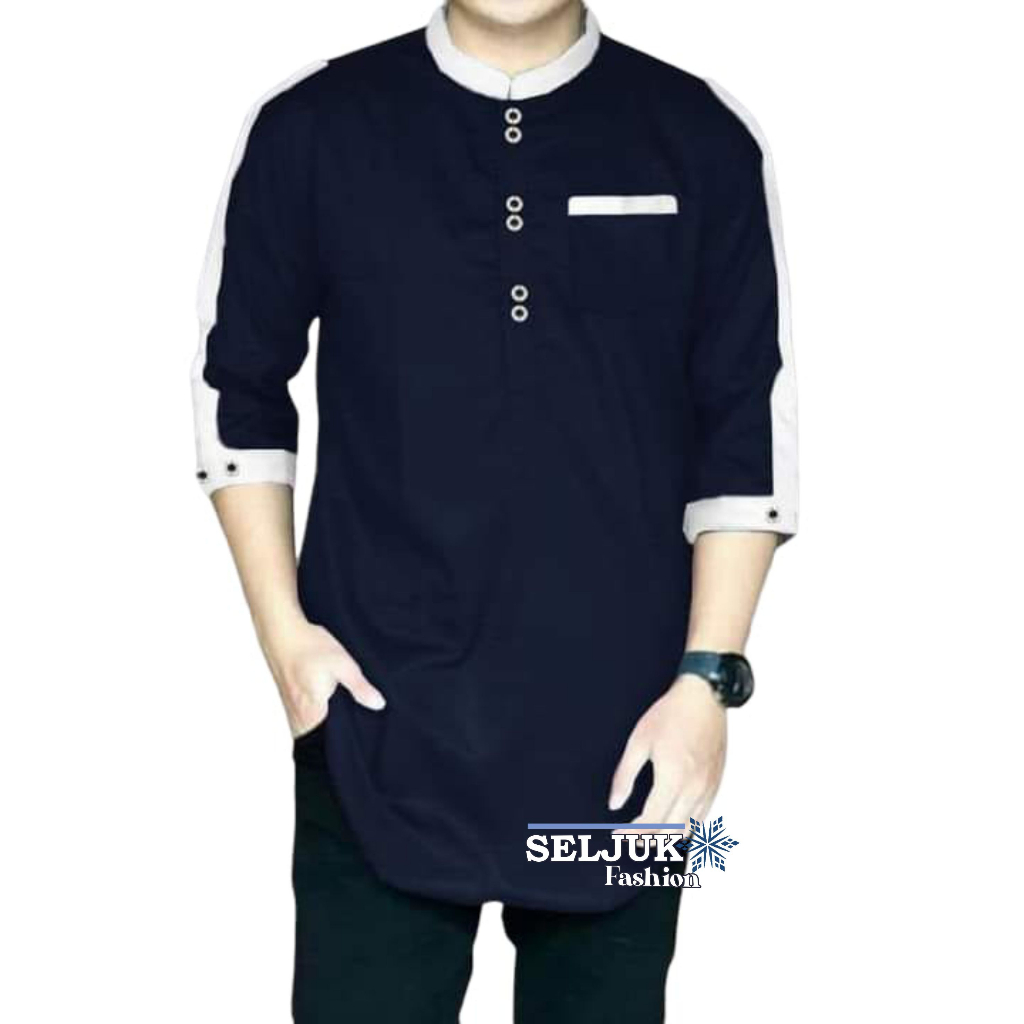 Baju Koko Zaka Lengan 3/4 Premium Kurta 2026 Mewah