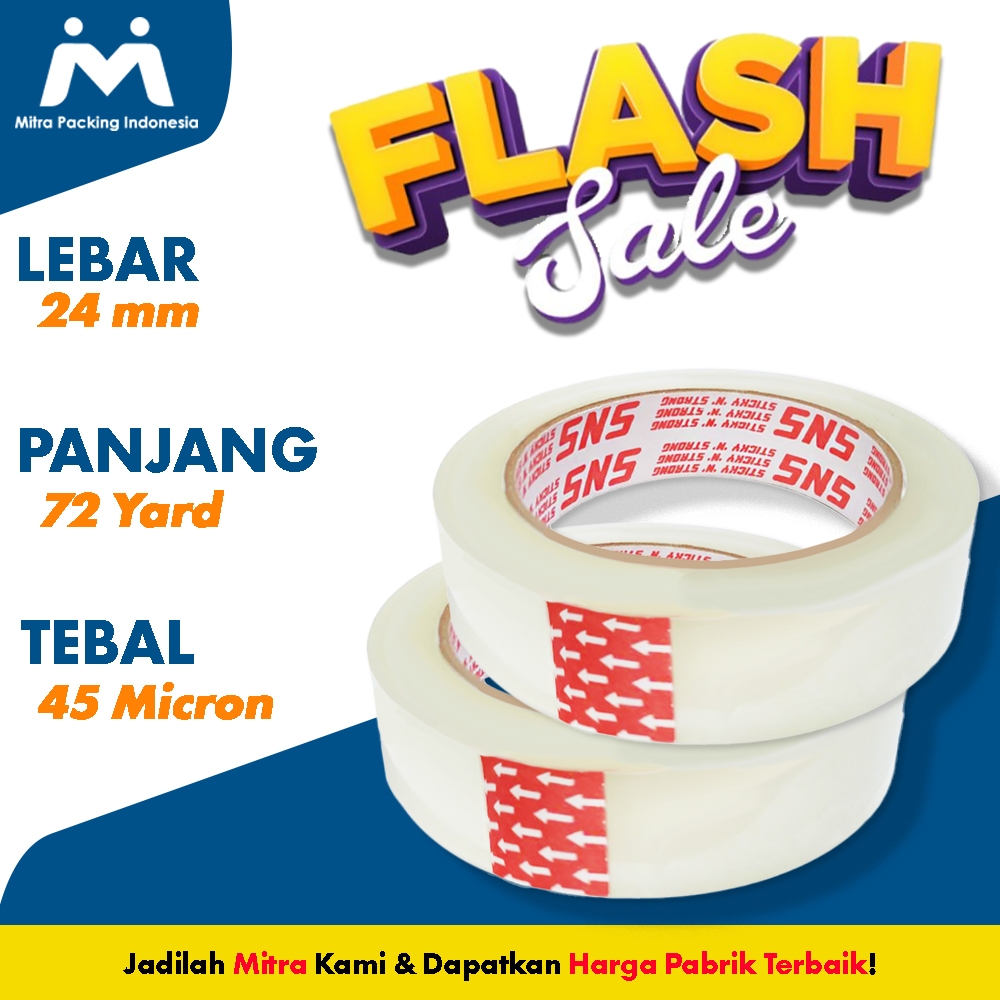 

Isolasi / Solatip Bening 1 Inch 72 Yard SNS - Mitra Packing Indonesia