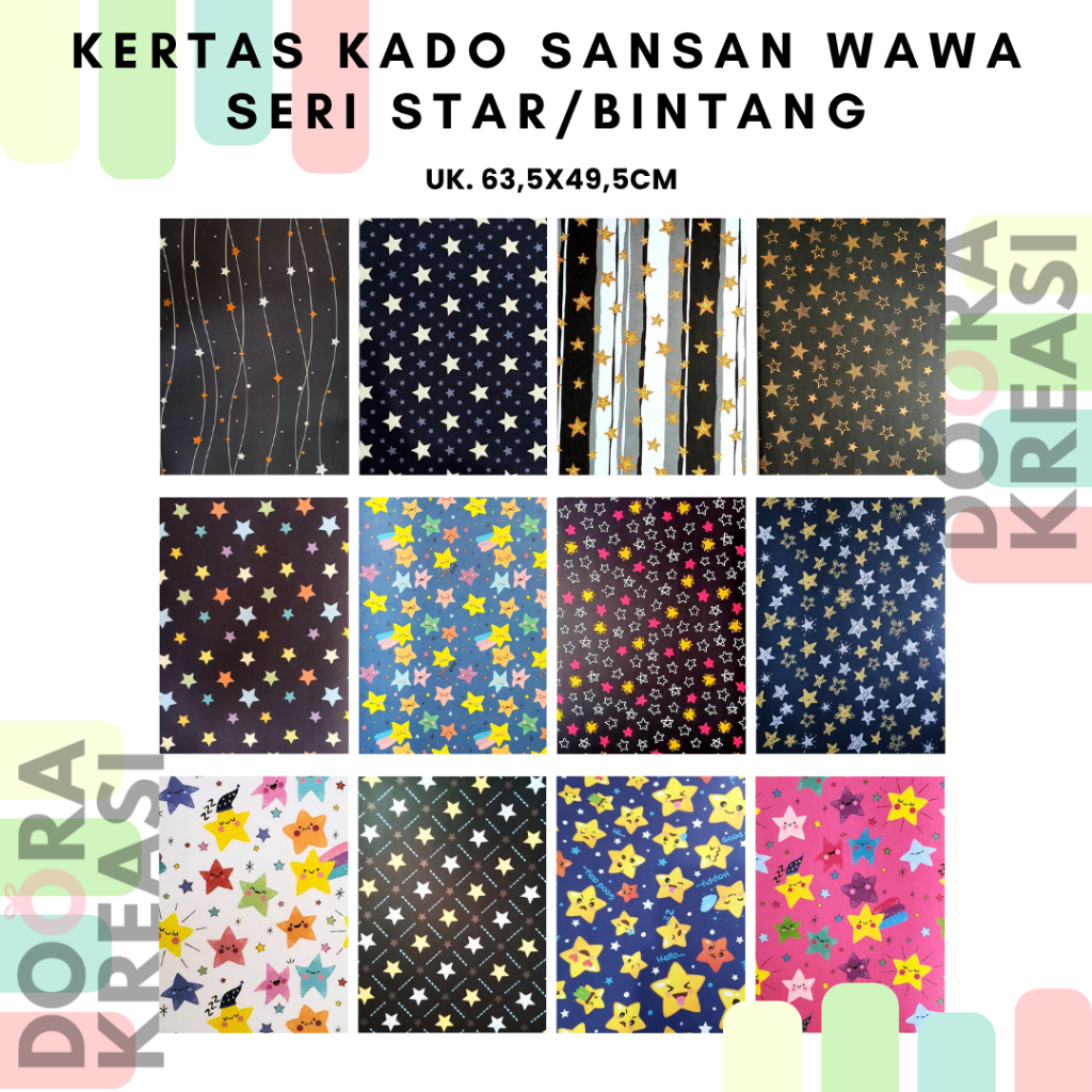 

Kertas Kado Wrapping Paper Sansan Wawa Seri Star Bintang