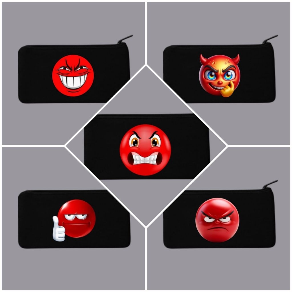 

Tempat pensil emoji merah/Tepak kanvas premium/Tempat alat tulis/Tempat kosmetik/Tempah hp/Tempat dokumen kartu/Pouch