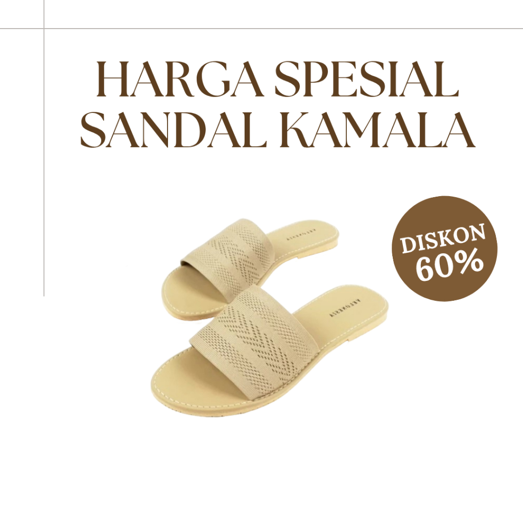 KAMALA  - Velonesia Sandal Flat Rajut Wanita Alas Karet Nonslip Sendal Flat Wanita Motif Rajut Impor