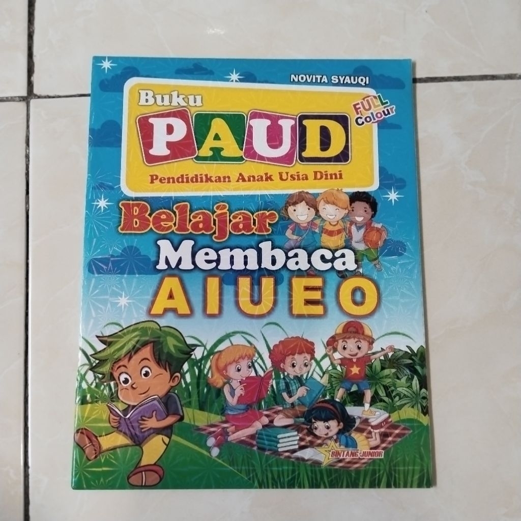 BUKU PAUD BELAJAR MEMBACA A I U E O FULL COLOUR