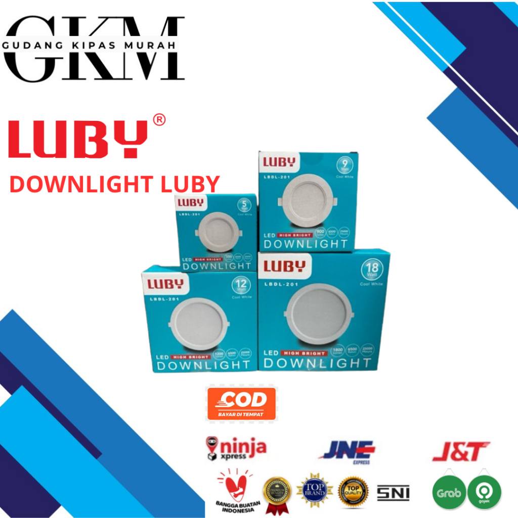 LUBY Lampu Led Panel Luby LBDL-201 Lampu Downlight LBDL 201 5W 9W 12W 18W Led High Bright Cahaya Put