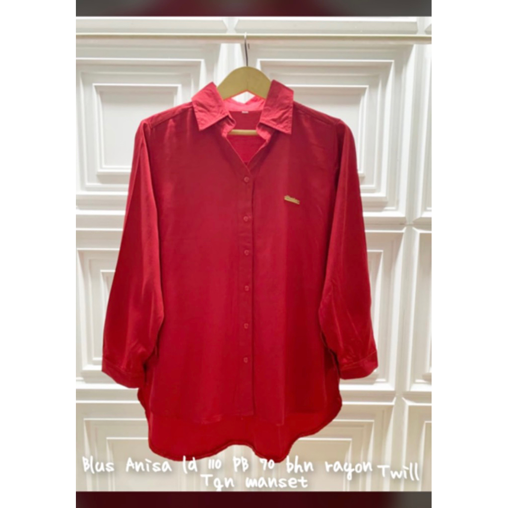 KEMEJA MERAH, BAJU MERAH, ATASAN WANITA, PAKAIAN WANITA