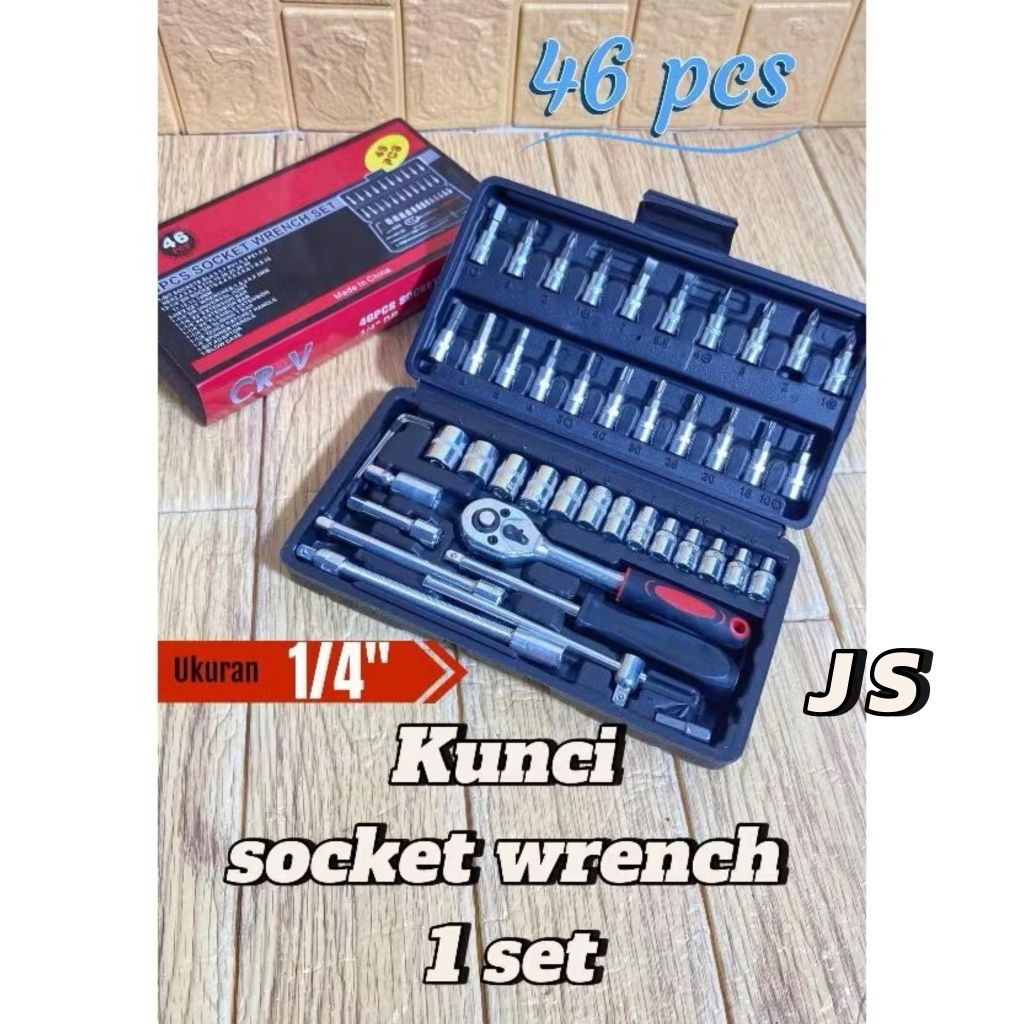 Kunci Sok Set 46pcs 1/4 Socket Wrench set 46pcs