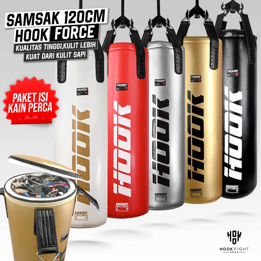 Samsak Tinju Paket Samsak Hook 120cm + Isi Samsak + Lapisan Dalam Foam Samsak Tinju Gantung