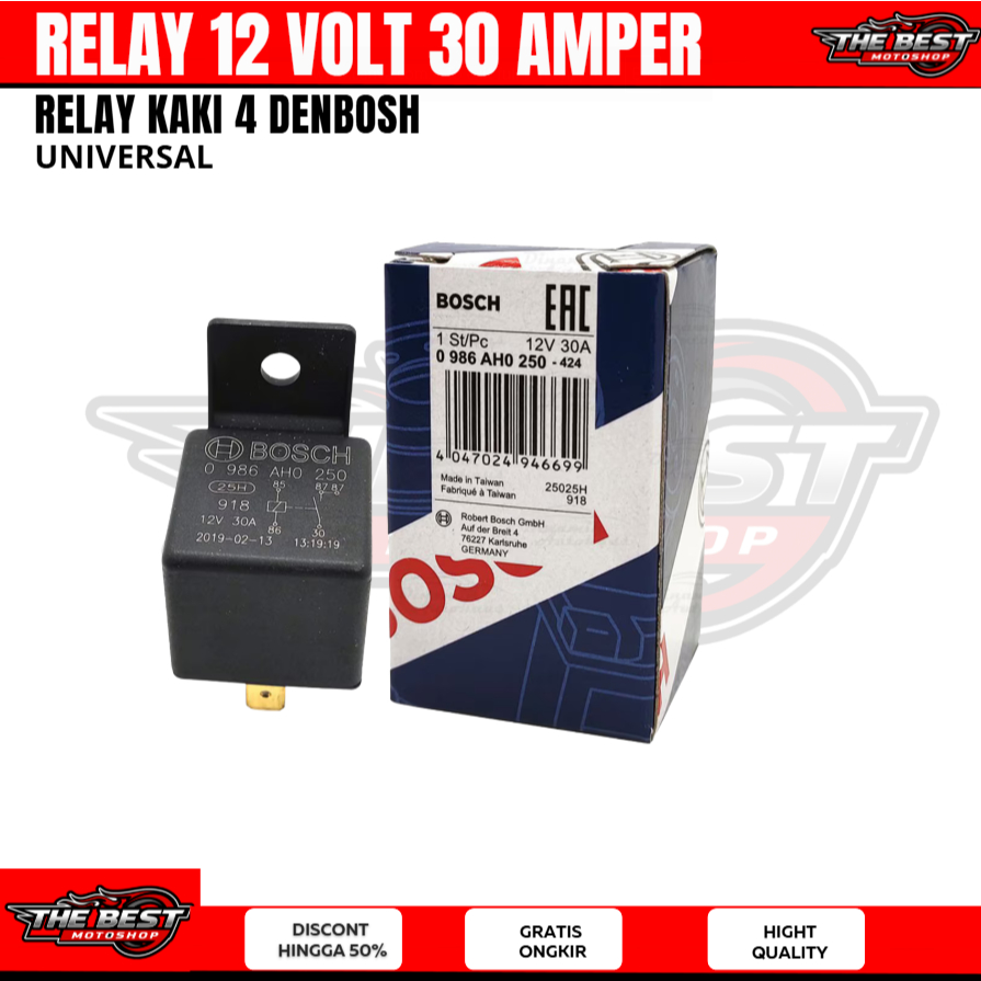 RELAY BOSCH 12V 30A KAKI 4 - RELAY KLAKSON & LAMPU MM15 RELAY KLAKSON KAKI 4 BOSCH 12V 30A RELAY KLA
