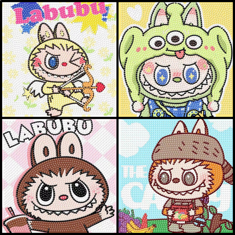 

Framed DIY Diamond Painting Labubu 20*20 baru, lukisan bingkai berlian penuh DIY, lukisan dekoratif berlian buatan tangan