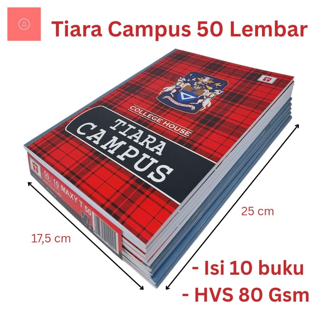 

Vifo - Buku Tulis Panjang Boxy Tiara Campus Maxy 50 Lembar 1 Pak Isi 10 Buku