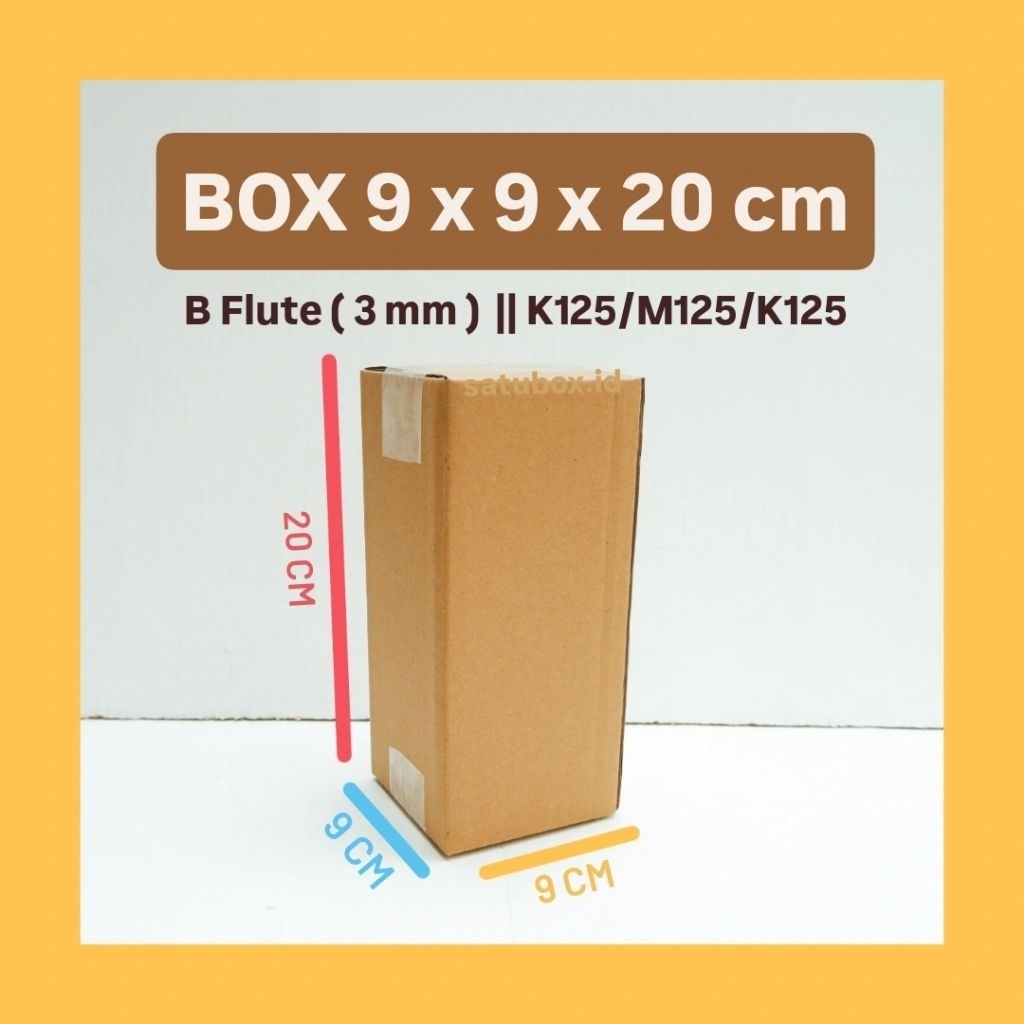 

kardus karton box polos uk. 9x9x20 cm, single wall tebal 3mm