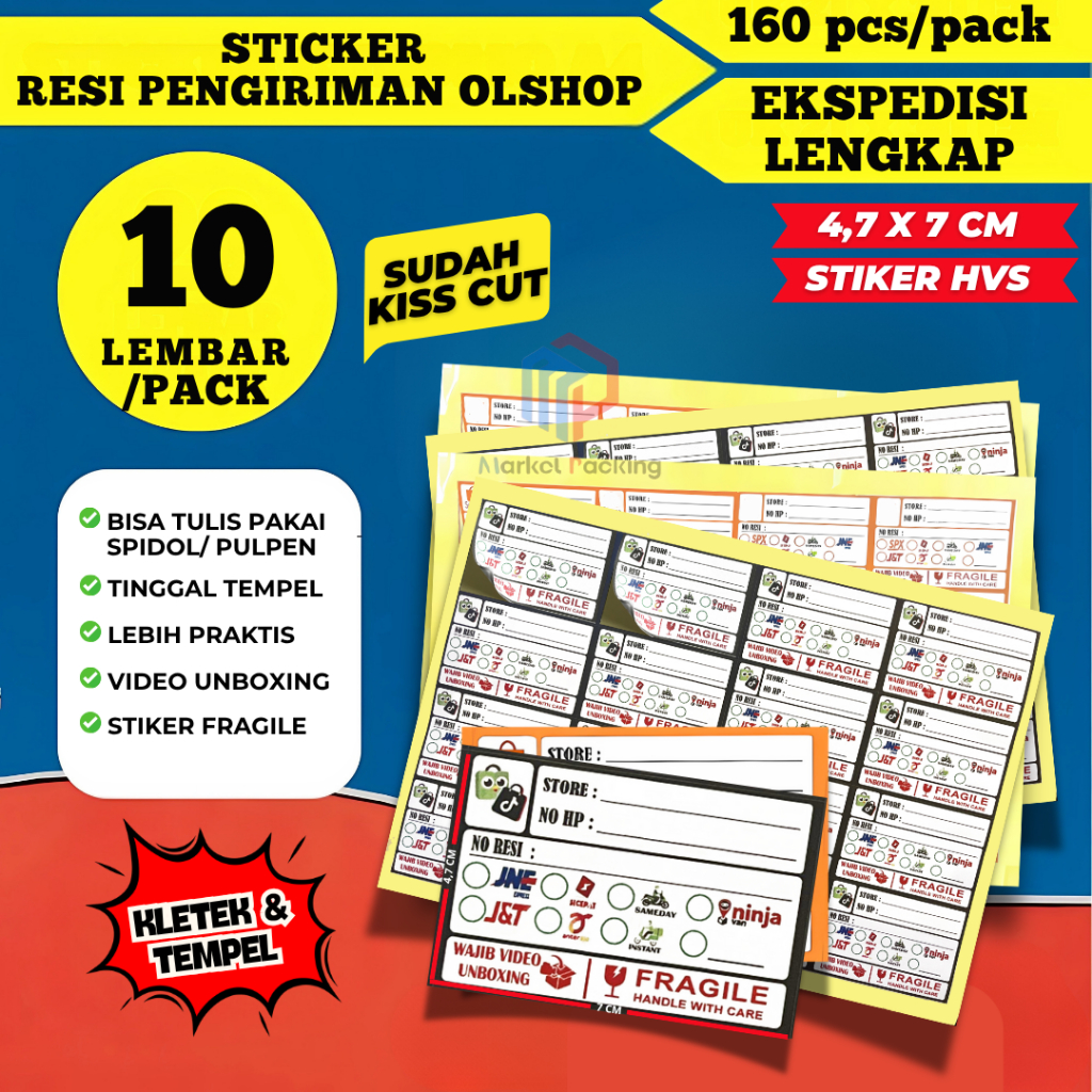 

STIKER LABEL PENGIRIMAN OLSHOP / STICKER RESI PENGIRIMAN ( Isi 160 Pcs )