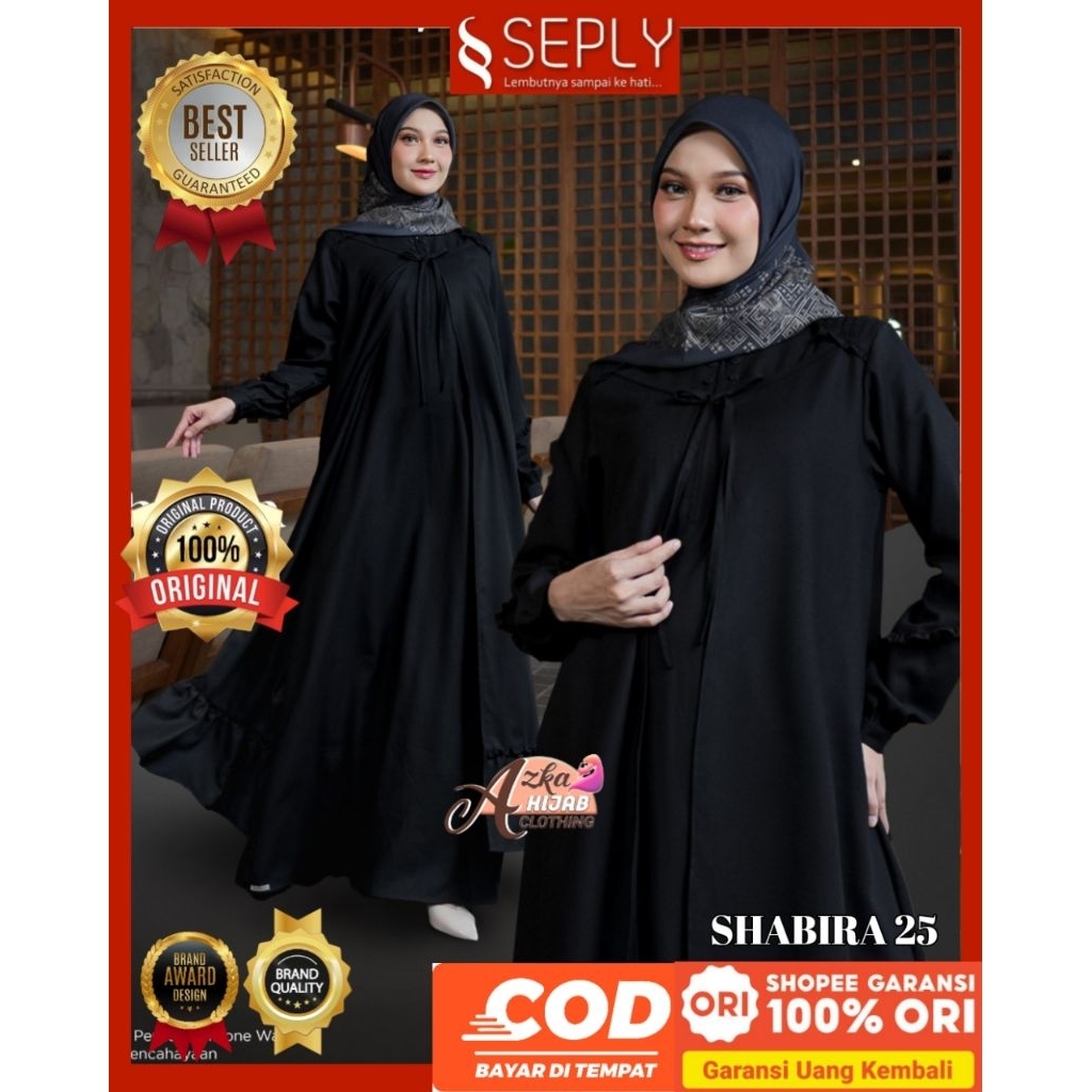 SEPLY Gamis Shabira 25 Gamis Seply Terbaru 2026 - Baju Gamis Hitam Polos - Baju Gamis Putih Polos - 