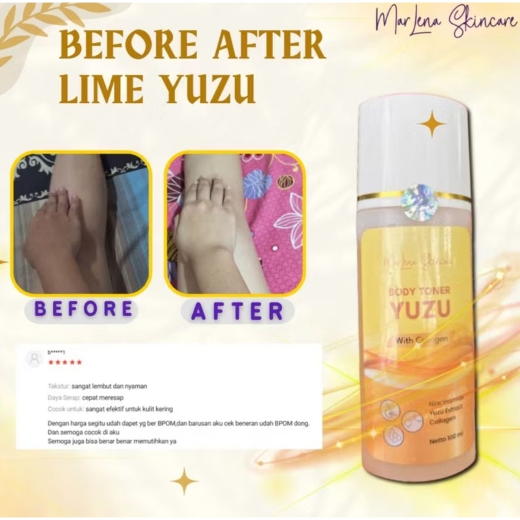 MARLENA PEMUTIH BADAN/BODY TONER YUZU Dengan niacinamide,yuzu extract + collagen 100 ml