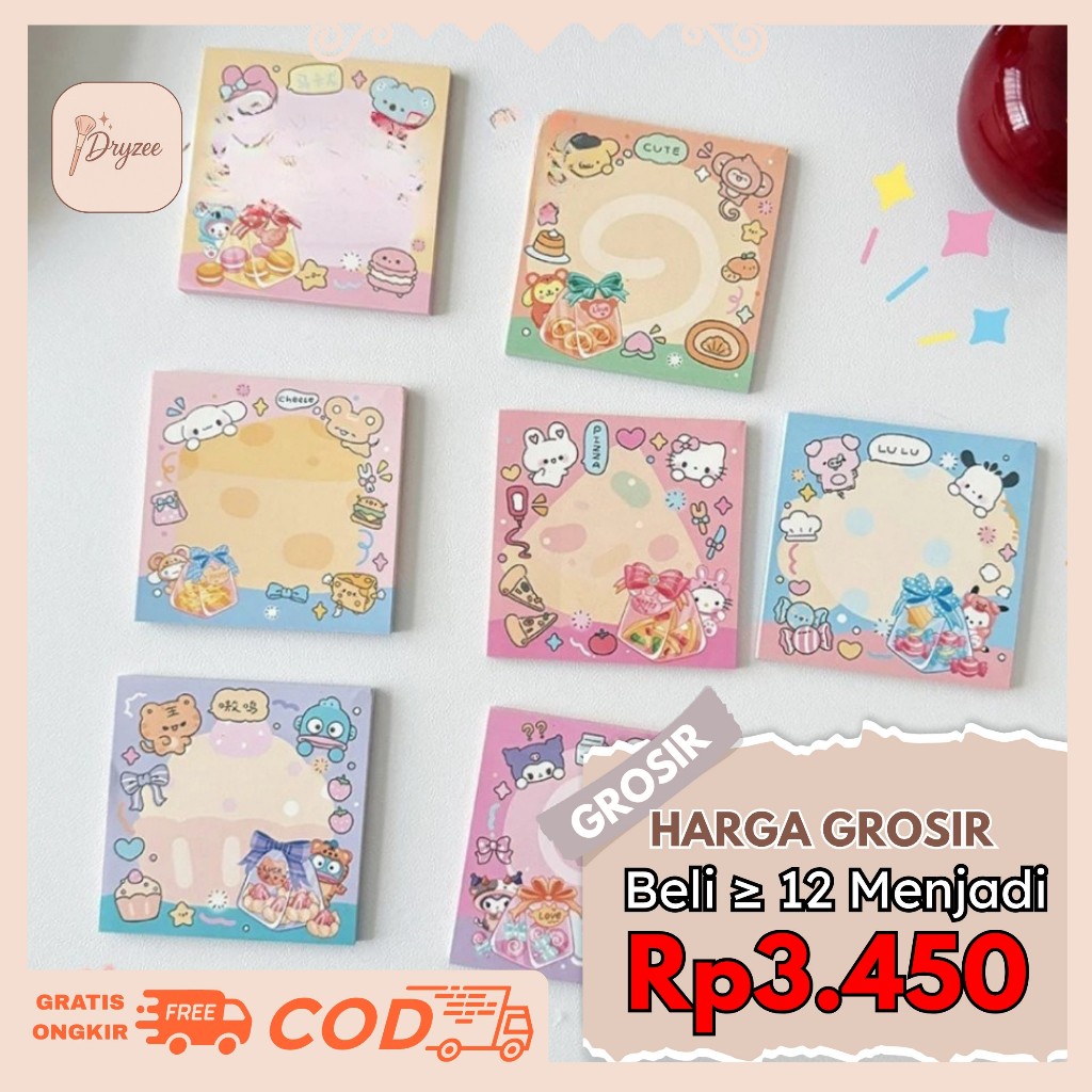 

80 Lembar Sticky Notes Kertas Memo Karakter Lucu MB26