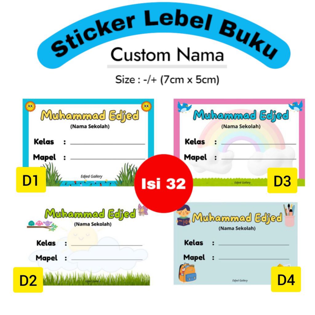 

STICKER LEBEL BUKU PELAJARAN | isi 32 (Custom nama dan nama sekolah)