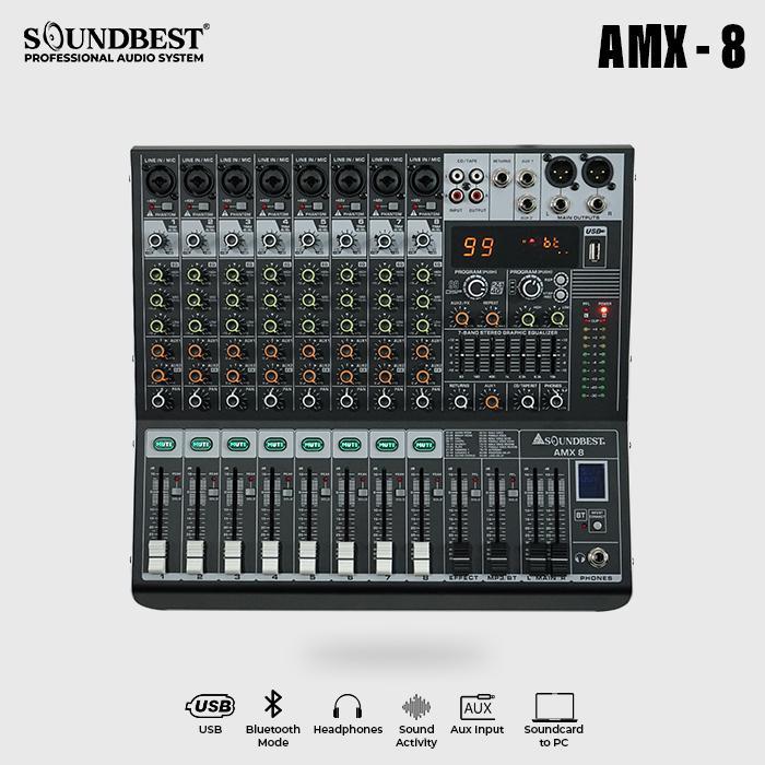 SOUNDBEST MIXER AUDIO AMX 8 | MIXER 8 CHANNEL