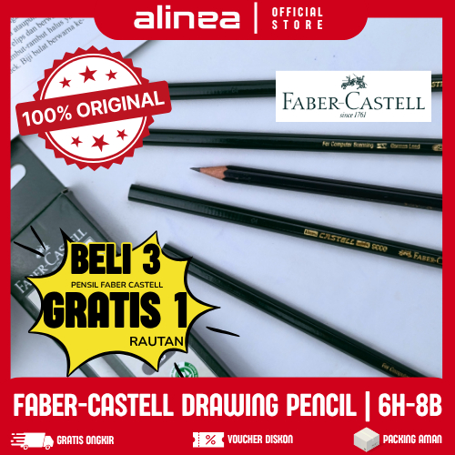 

[Grosir 1/3/6/12] Pensil Gambar Faber Castell Asli 6H-B8 – Original 100%, Semua Ketebalan Lengkap | Pensil Sketsa & Shading