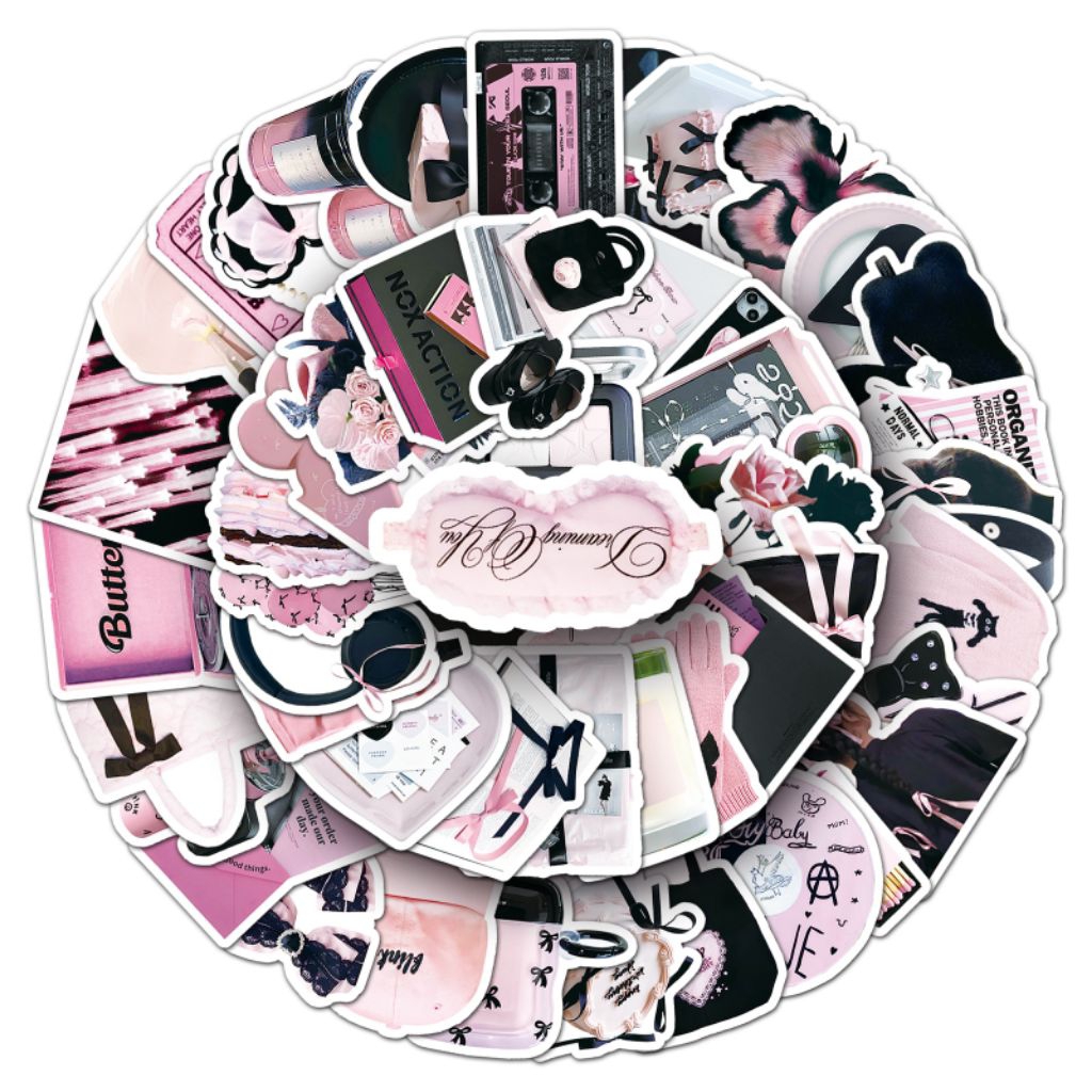 

[50 Pcs] DECO STICKER | STICKER DIY | JURNAL AESTHETIC feminin stiker gaya INS hitam merah muda kartun lucu manis keren feminin hati DIY dekorasi Guka cangkang ponsel stiker