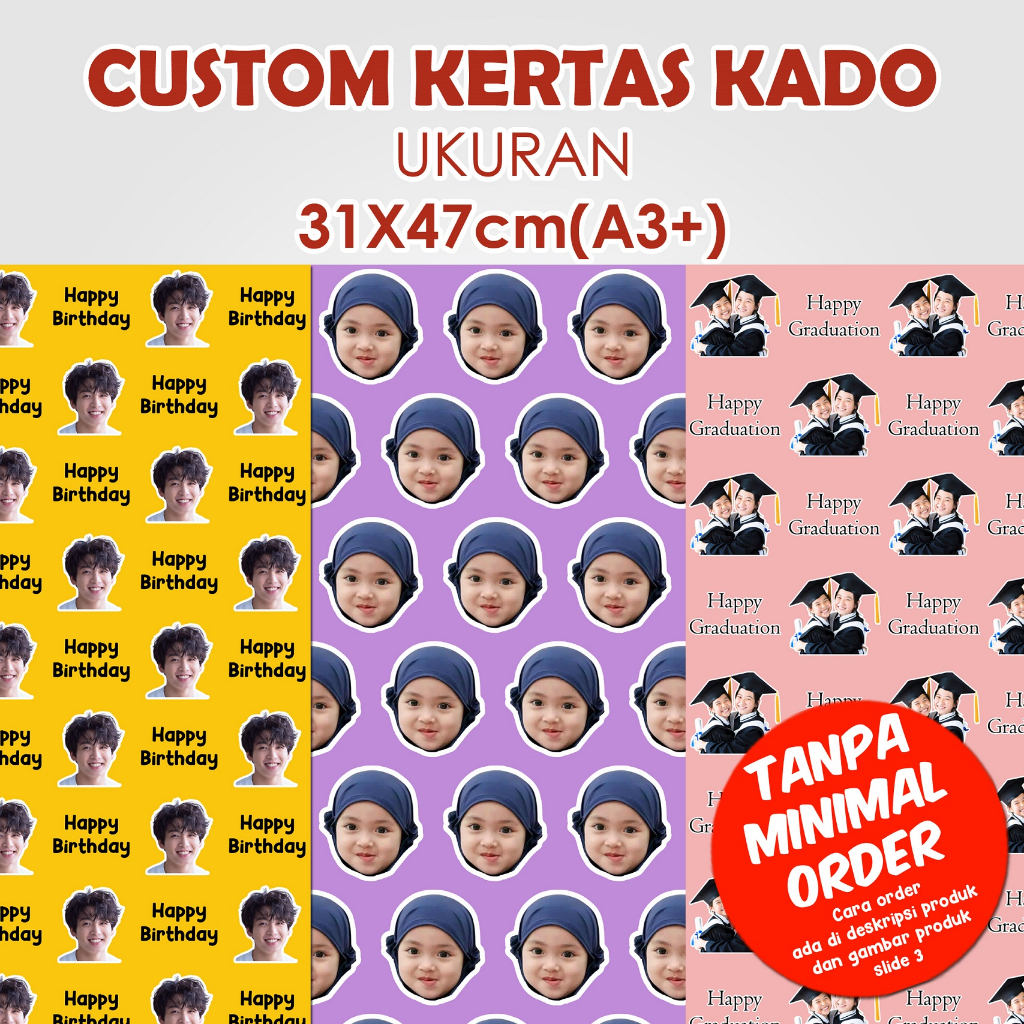 

KERTAS KADO CUSTOM MUKA TULISAN SATUAN | DESIGN BEBAS | BAHAN ART PAPER GLOSY