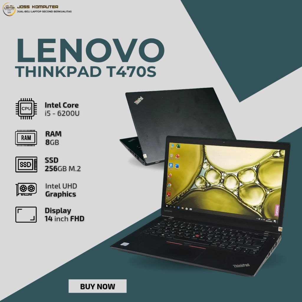 THINKPAD T470S INTEL CORE I5-7300U/ RAM 8GB/ SSD 256GB NVMe/ 14" FHD