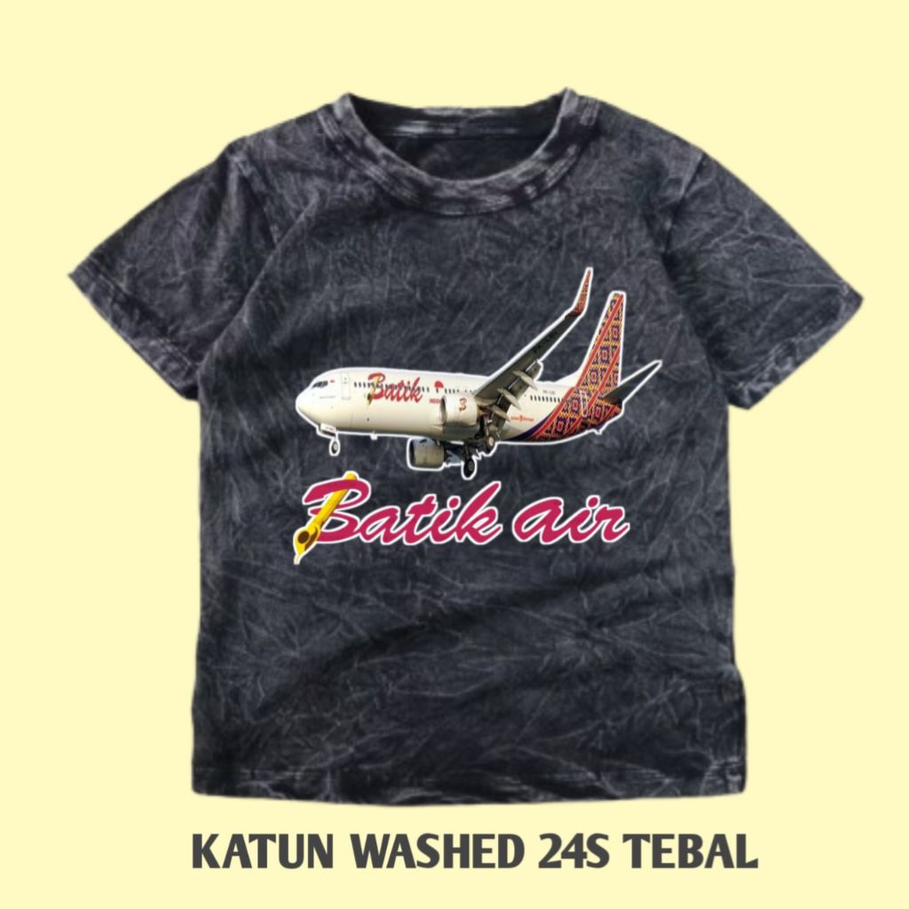 Batik Air Kaos Anak  Motif Pesawat Batik Air Katun Washed