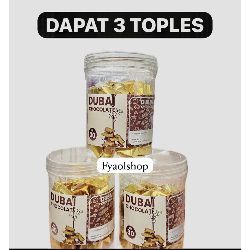 

DAPAT 3 COKLAT DUBAI TOPLES ISI 30 PCS HALAL PREMIUM