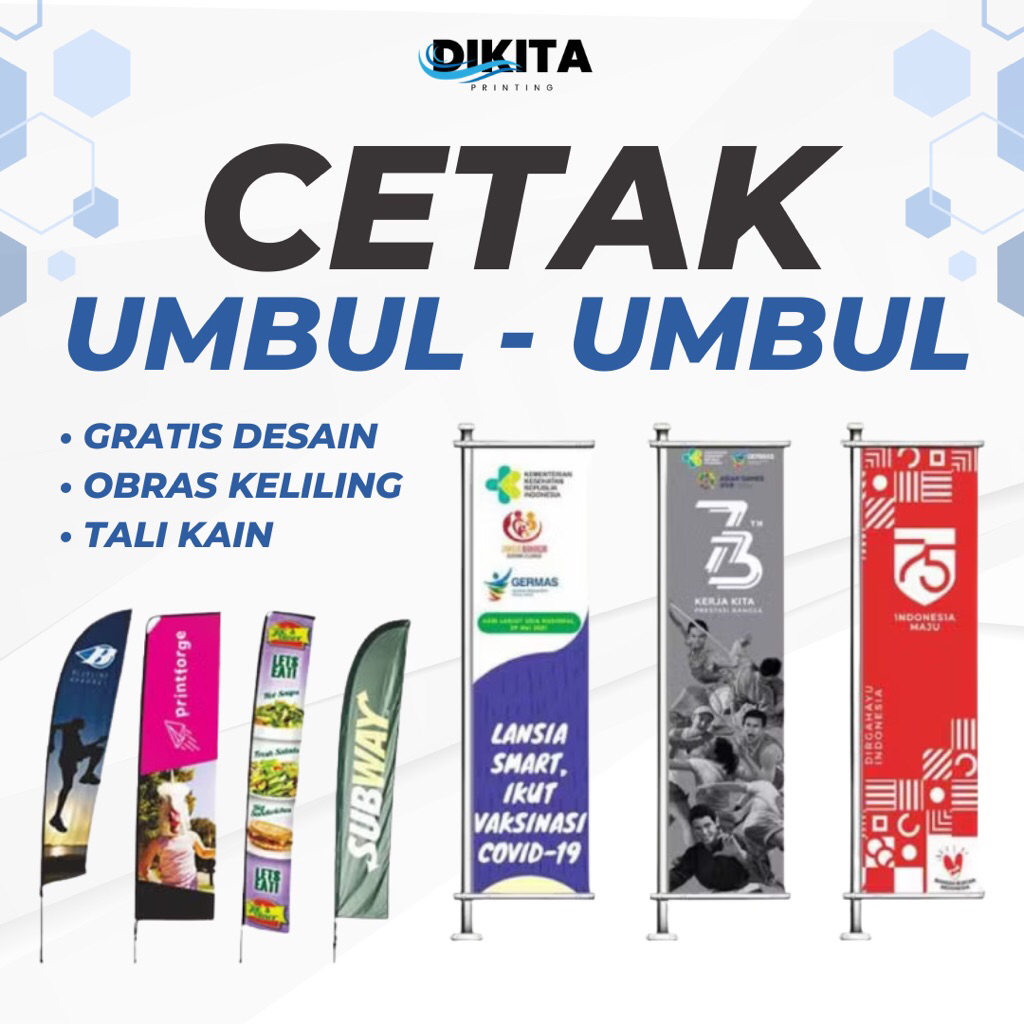 CETAK UMBUL-UMBUL SPANDUK KAIN TEXTILE MURAH