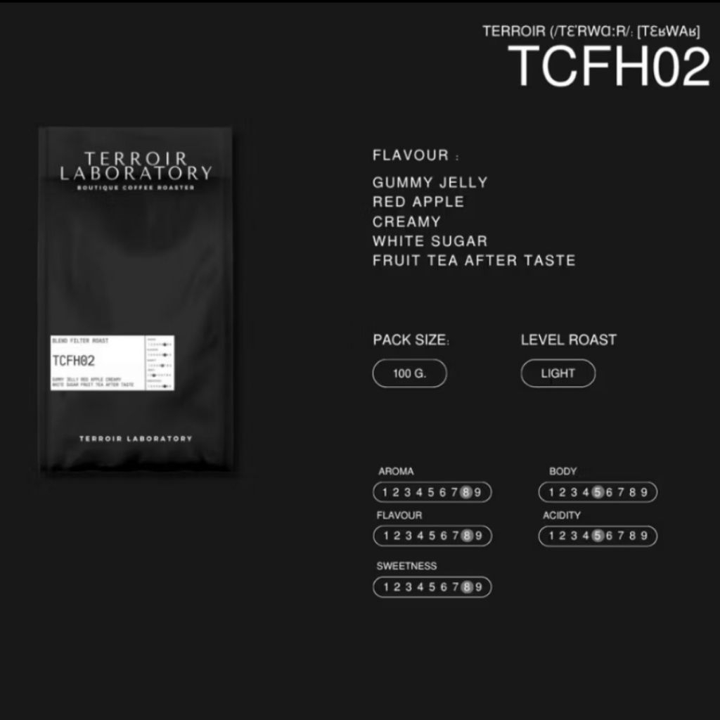 

Terroir Laboratory Thailand - TCFH02 Light Roast 100gr Coffee Kopi