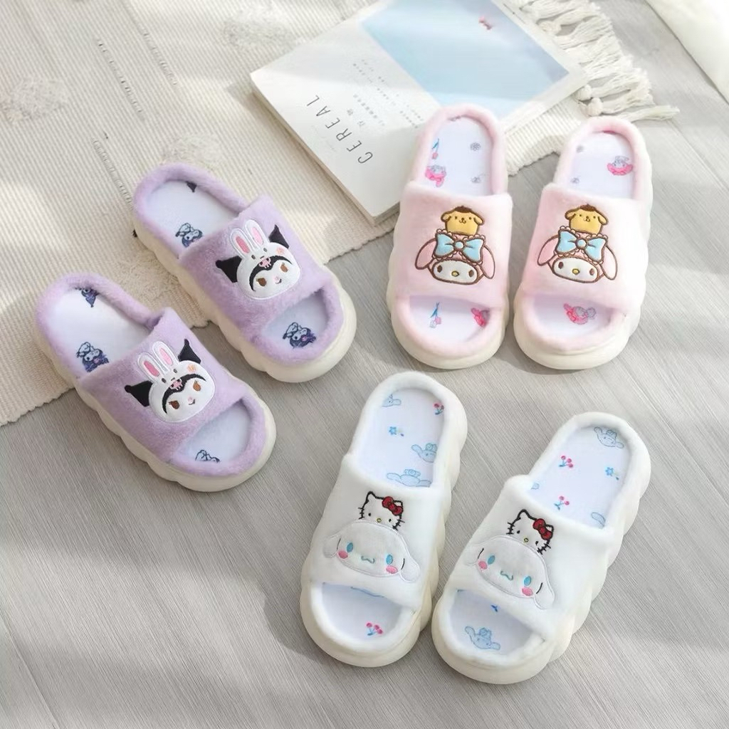 Sendal Bulu Rumah untuk dewasa Sendal Rumah My melody Kuromi Hellokitty Cinamoroll