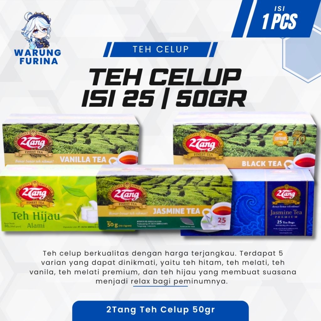 

2tang teh celup 50gr isi 25 teabag | Jasmine Reguler | Black Tea | Vanilla | Jasmine Premium | Green Tea