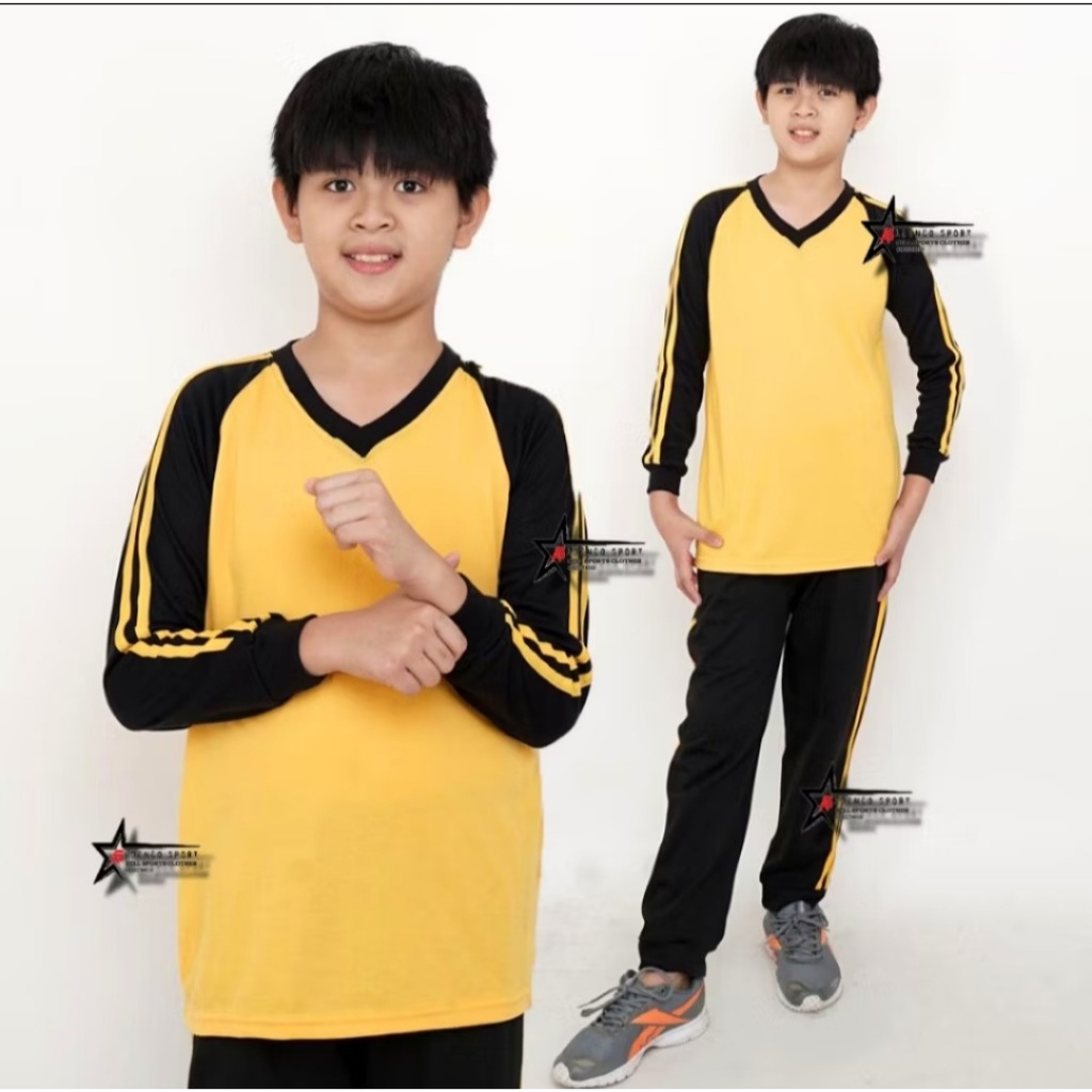 Taining-Setelan baju kaos olahraga anak SD Kuning / seragam bajuolahraga anak sekolah SD /setelan ol