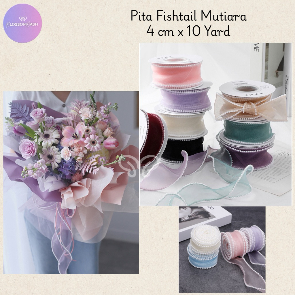 

[ Per Roll ] Pita Fishtail Mutiara / Organza Pearl Ribbon