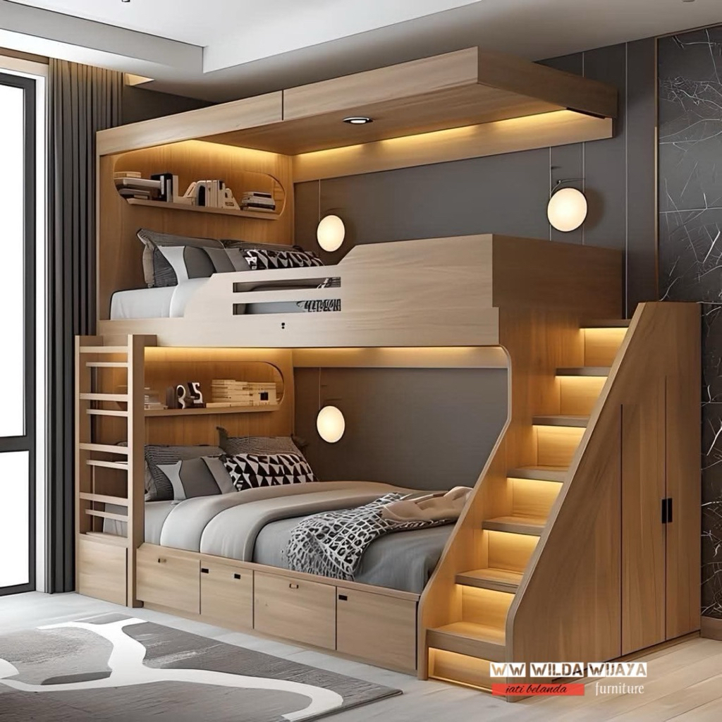 tempat tidur anak tingkat / ranjang tingkat anak size kasur 90x200&120x200