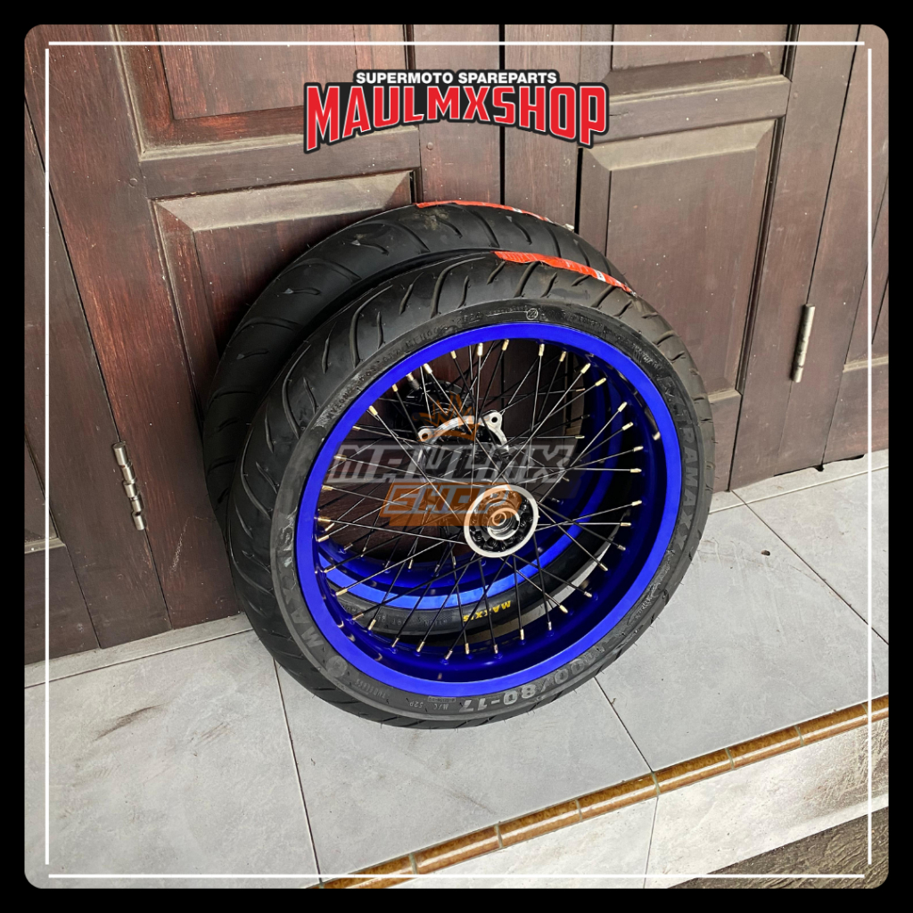 SEPAKET WHEELSET VELG SUPERMOTO SET KLX DTRACKER BAN MAXXIS