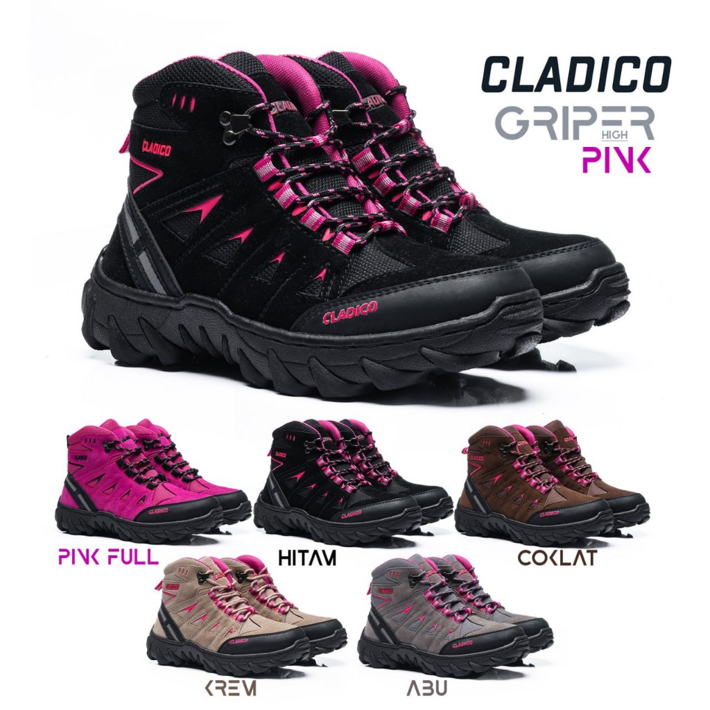 Cladico Sepatu Boots Hiking Gunung Muncak Riding Cladico Griper High Pink